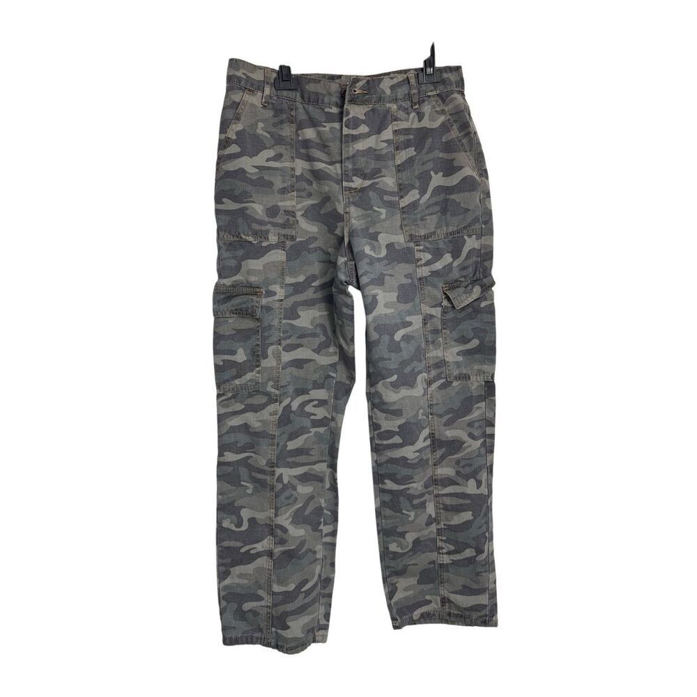 Sincerely Jules Pants Womens Size 11/30 Olive Green Cargo Camo High Rise Cotton